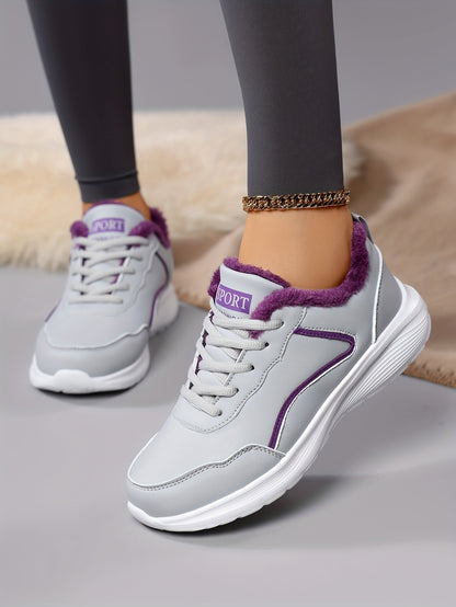 Women'S Winter Snow Boots - Thick Platform Sole for Traction, Lightweight Cold Weather Shoes with Lace-Up Closure, Slip-Resistant EVA Outsole - All- Synthetic faux leather-like Upper - Warm Insulated for Running, Hiking, Ever