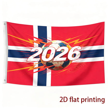 Norwegian 2026 Football Fan Banner - Single-Sided Polyester