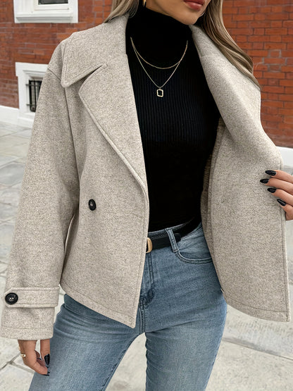 Women's Solid Color Large Lapel Coat, Suitable for Casual Attire. Autumn and Winter Long Sleeve Loose Jacket