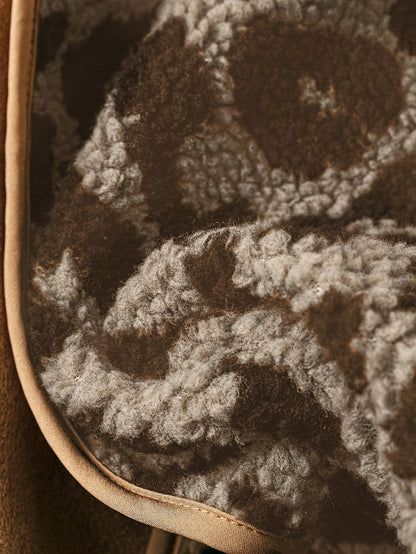 Women'S Elegant Leopard Print Long Sleeve Jacket - Cozy Winter Warmth, Non-Stretch Fabric, Regular Fit with Button Closure, Perfect for Fall & Winter Travel