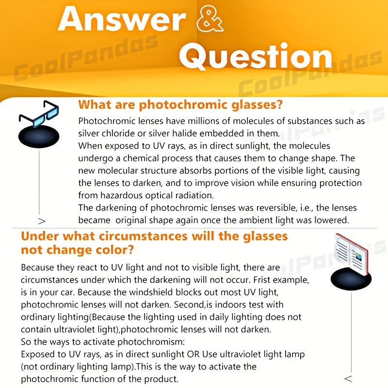 Photochromic Square Sunglasses for Men and Women - Day & Night Driving