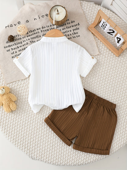 Cute Baby Girl Summer Cardigan & Striped Shorts Set - ayq