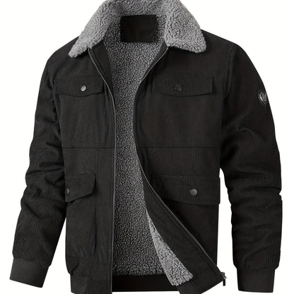 Men'S Heavy-Duty Thermal Jacket - Windproof & High Quality Winter Coat with Zipper Closure, Multi-Pocket Design, Non-Stretch Fabric - Cold Weather Outerwear for Everyday, Thick, Windproof Jacket, Casual Outerwear, Durable Con