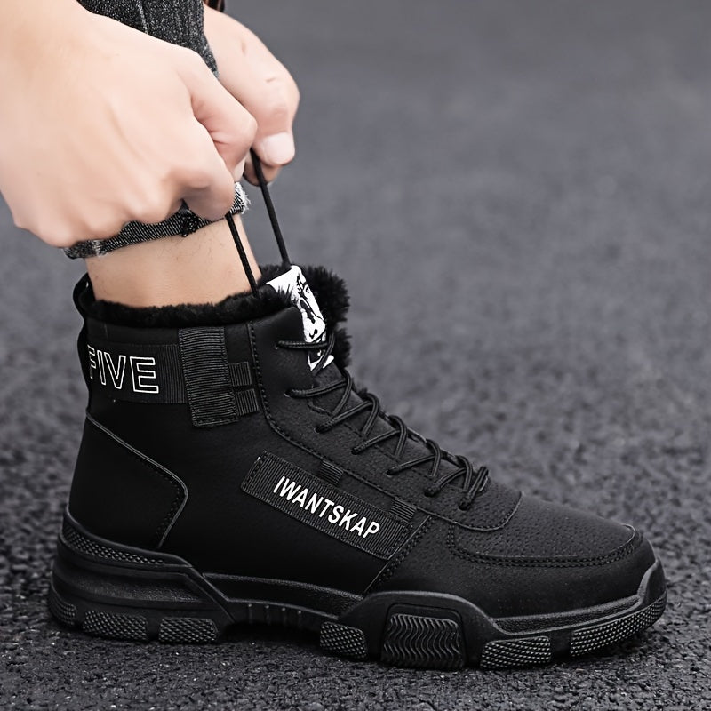 Men'S Winter Boots - Thermal Insulated Anti-Slip Snow Shoes with Cushioned Insole, Beige/Tan Cold Weather Boots for Ice, Snow, and Everyday - Lace-Up Ankle Support, Durable PVC Outsole - Ideal for Hiking, Urban Commute, and O