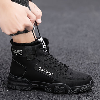 Men'S Winter Boots - Thermal Insulated Anti-Slip Snow Shoes with Cushioned Insole, Beige/Tan Cold Weather Boots for Ice, Snow, and Everyday - Lace-Up Ankle Support, Durable PVC Outsole - Ideal for Hiking, Urban Commute, and O