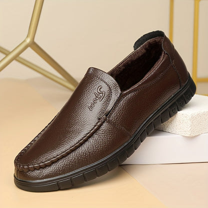 Men's Fuzz-lined Loafer Shoes, Comfy Non-slip Slip On Shoes, Men's Footwear, Fall And Winter
