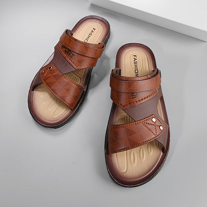 Men's Adjustable Strap Slip-On Sandals with Thick Sole