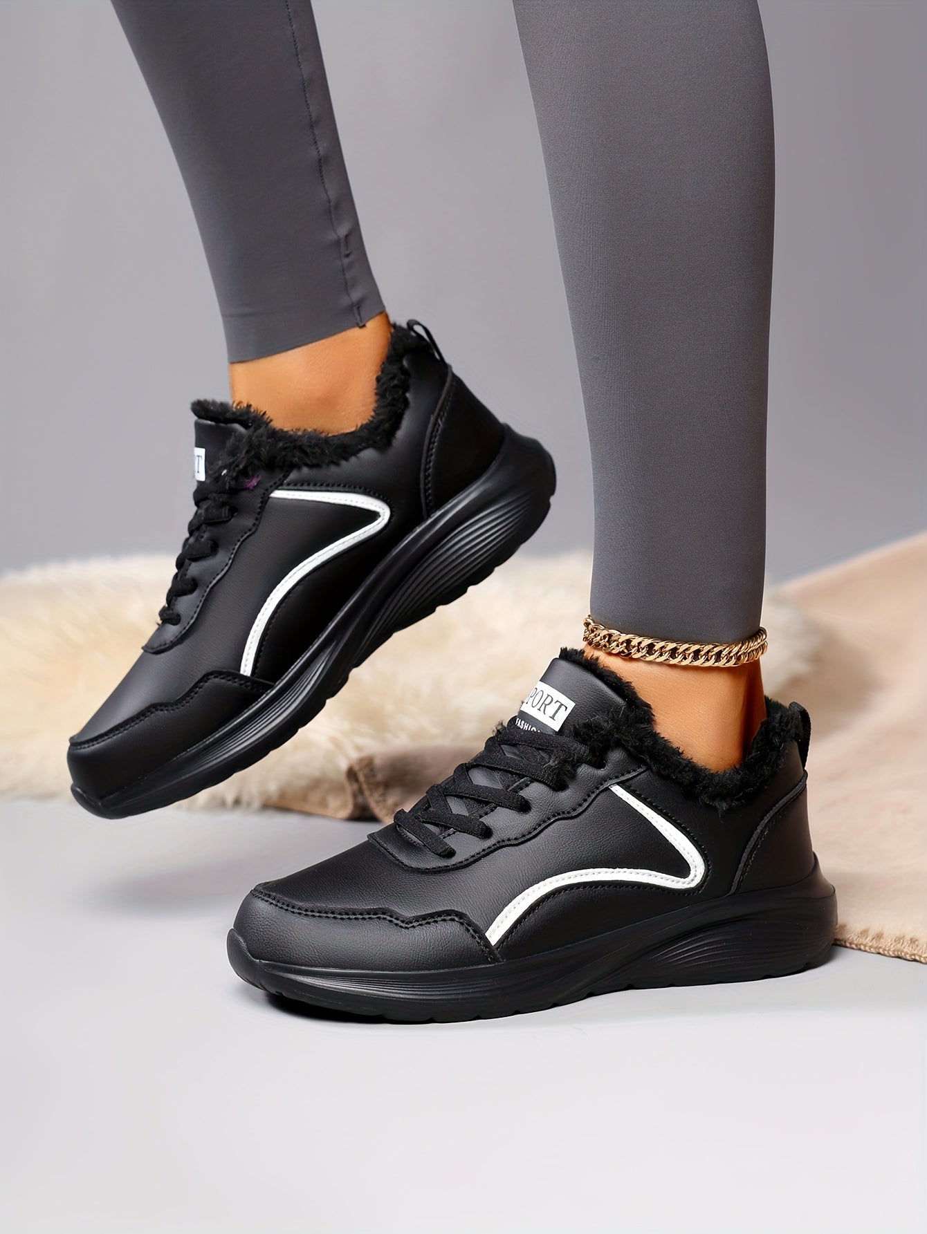 Women'S Winter Snow Boots - Thick Platform Sole for Traction, Lightweight Cold Weather Shoes with Lace-Up Closure, Slip-Resistant EVA Outsole - All- Synthetic faux leather-like Upper - Warm Insulated for Running, Hiking, Ever