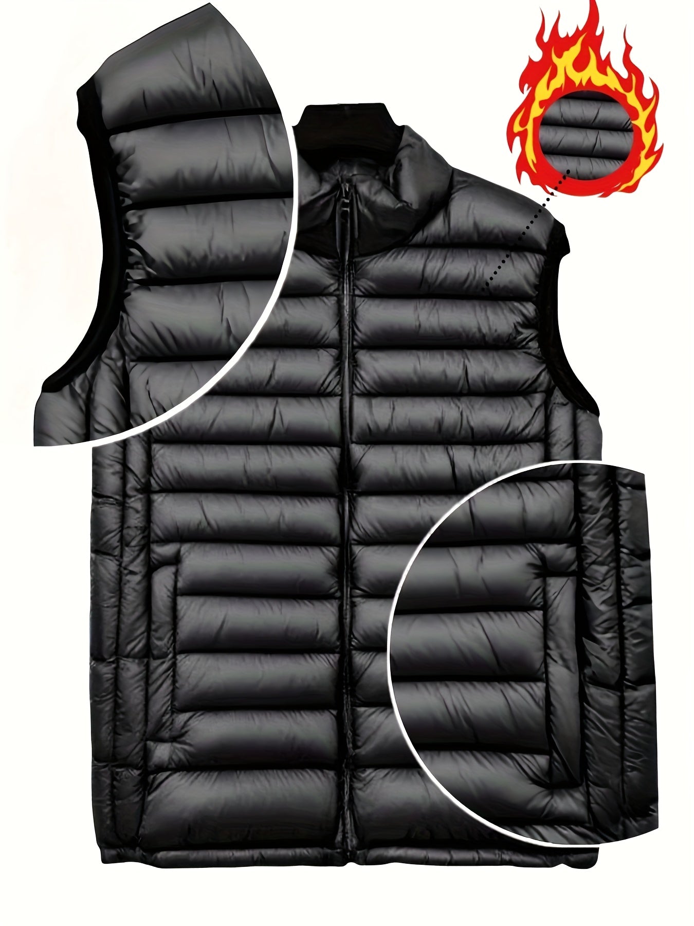Fall/Winter Men'S Lightweight Jacket/Collar Vest- Fiber Vest, Side Pocket Jacket, Men'S Coat, Active Lifestyle Vest, Spring College Wear, Autumn Winter Spring Coat, Mature Look
