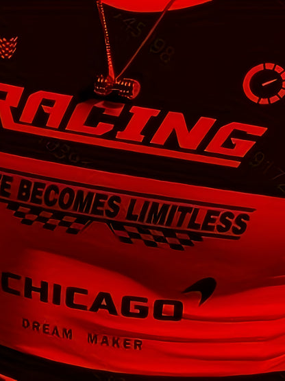 Men'S Racing Graphic T-Shirt - Bold Neon Green  Black Racing Car Design, Lightweight Breathable Fabric for Motorsport Events, Casual Streetwear - Chicago Dream Maker Inspired Casual Attire, Racing Jersey, Event Apparel, Spor