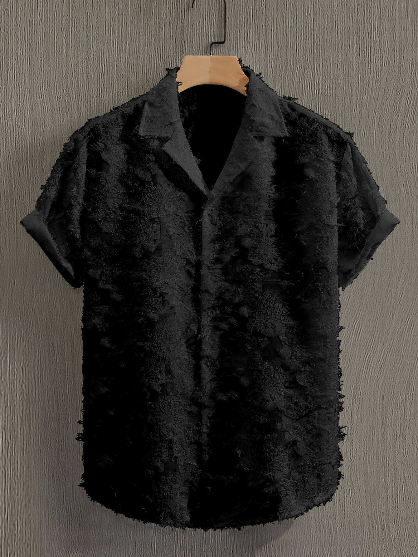 Men's Casual Short-Sleeve Polyester Shirt for Spring and Fall