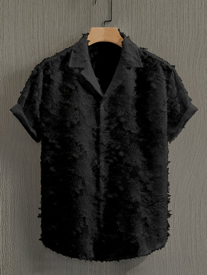 Men's Casual Short-Sleeve Polyester Shirt for Spring and Fall