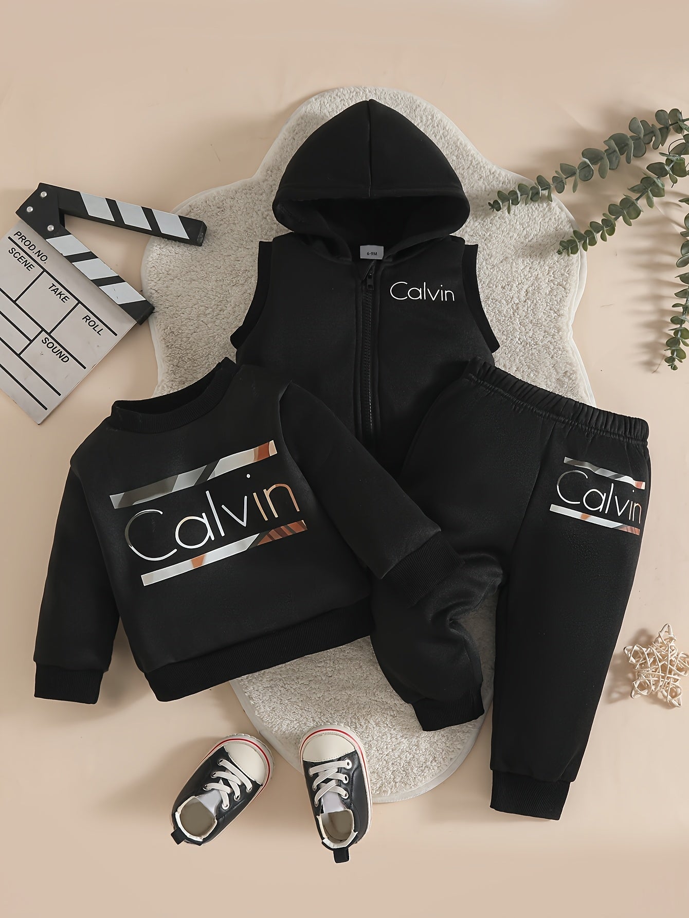 3-Piece Baby Boys Fall Winter Outfit Set with Pullover & Pants