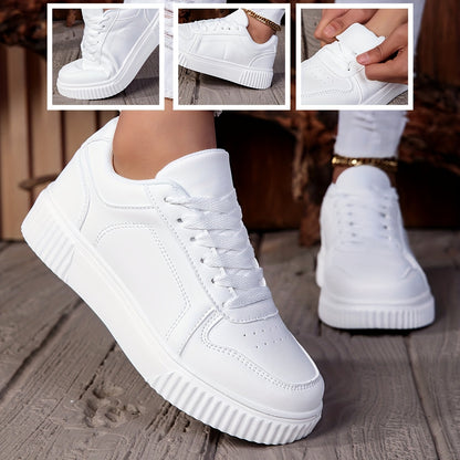 Women’s Casual Dual-Tone Low-Top Sneakers with Lace-Up Closure