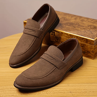 Classic Matte PU Loafers with Low Heel and Round Toe