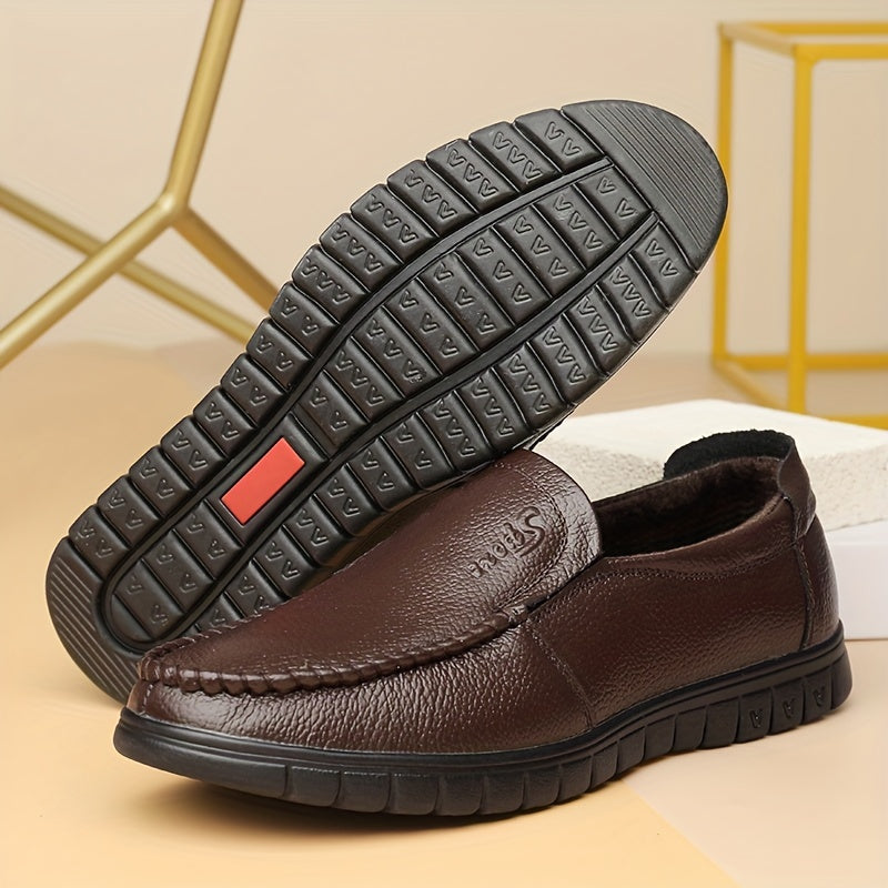 Men's Fuzz-lined Loafer Shoes, Comfy Non-slip Slip On Shoes, Men's Footwear, Fall And Winter