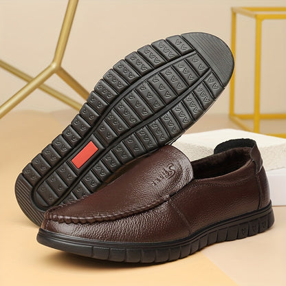 Men's Fuzz-lined Loafer Shoes, Comfy Non-slip Slip On Shoes, Men's Footwear, Fall And Winter