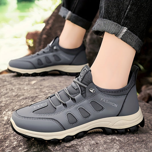 Men's Breathable Hiking Shoes with Adjustable Elastic Strap - Comfortable, Non-Slip for Outdoor Activities  Travel