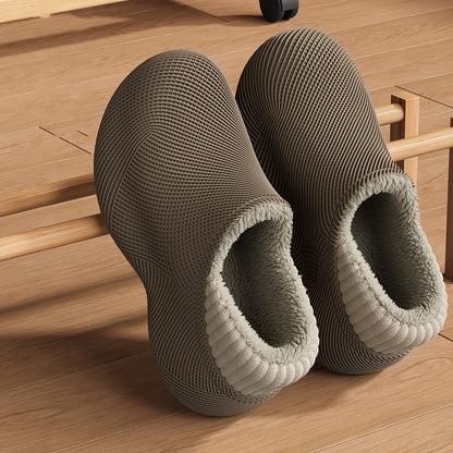 Men's Casual Slip-On EVA Slippers with Fleece Lining for Fall Winter
