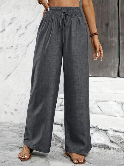 Elegant Solid Color Twisted Knot Straight-Leg Pants