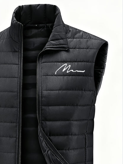 Men's Sleeveless Casual Polyester Vest - Lightweight & Warm