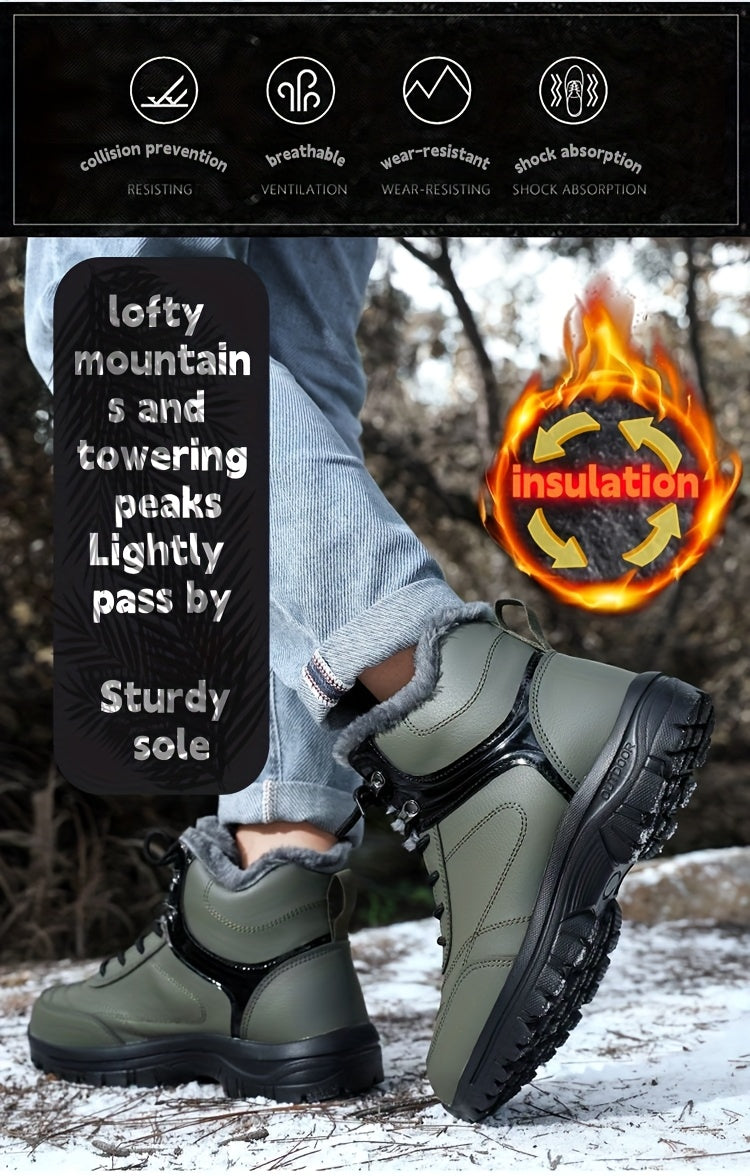 Men'S High-Top Snow Boots for Winter, Featuring Thickened Fleece for Warmth, Designed for Outdoor Activities with Slip-Resistant And Wear-Resistant Properties.