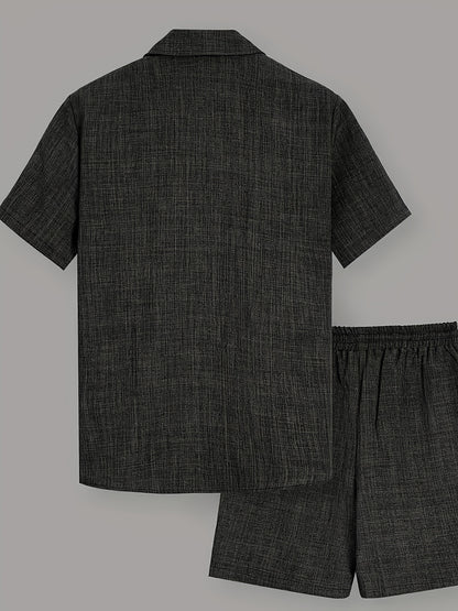 Men's Casual Elegant Summer Short-Sleeve Shirt & Shorts Set
