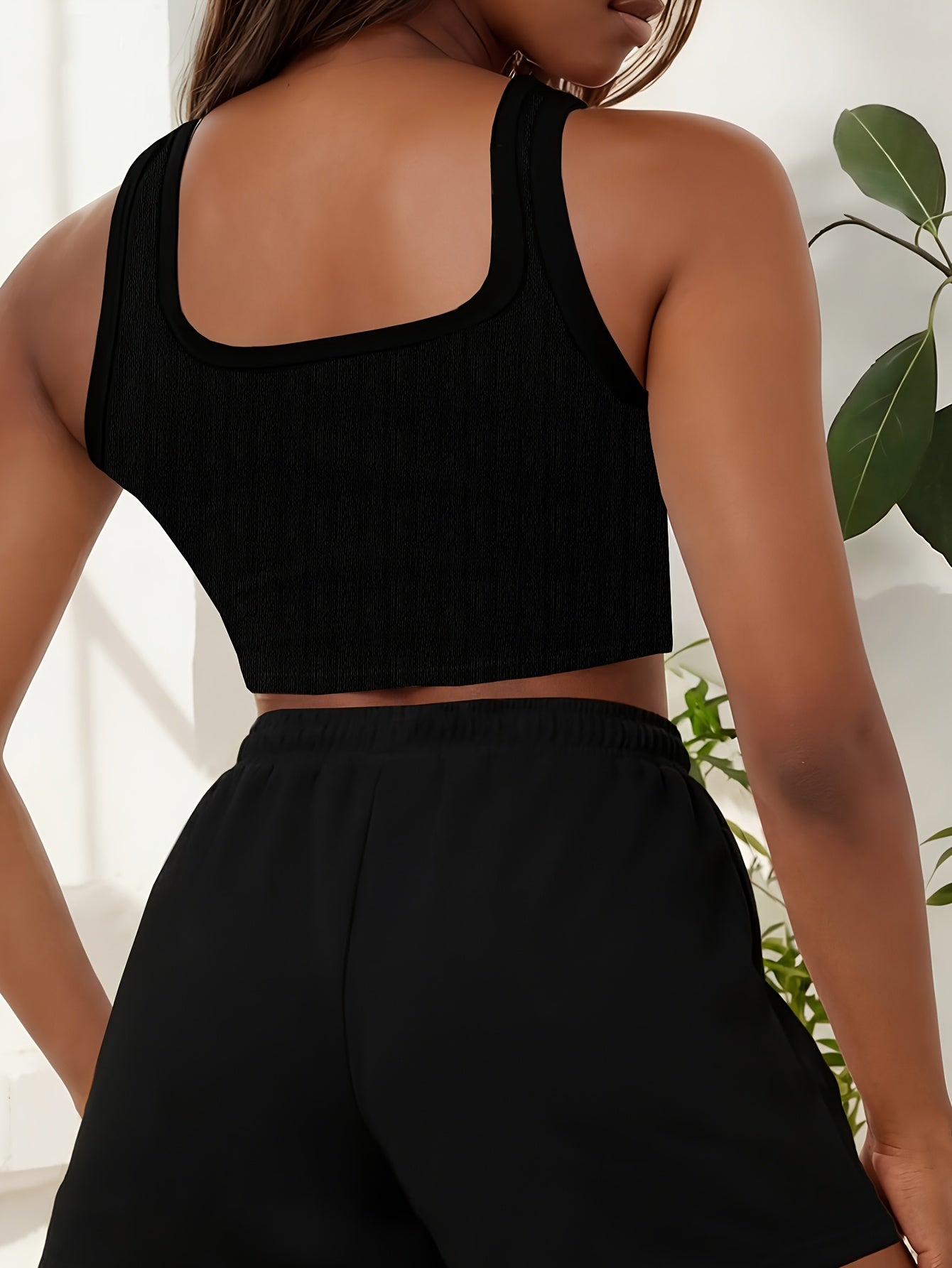 Buttery-Soft Crop Tank & Drawstring Shorts Set for Casual Wear