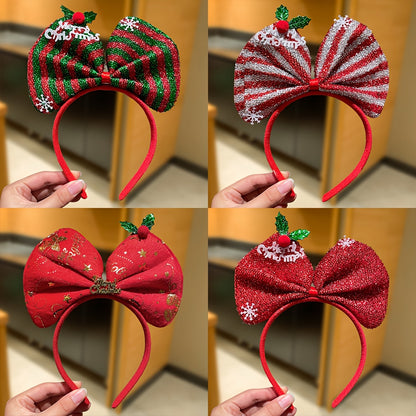 2/4pcs Women'S Christmas Bow Headbands, Sweet and Cute Style, Festive Hair Accessories for Holiday Parties, School Supplies, Autumn Decorations, Christmas Gifts, Christmas Ornaments