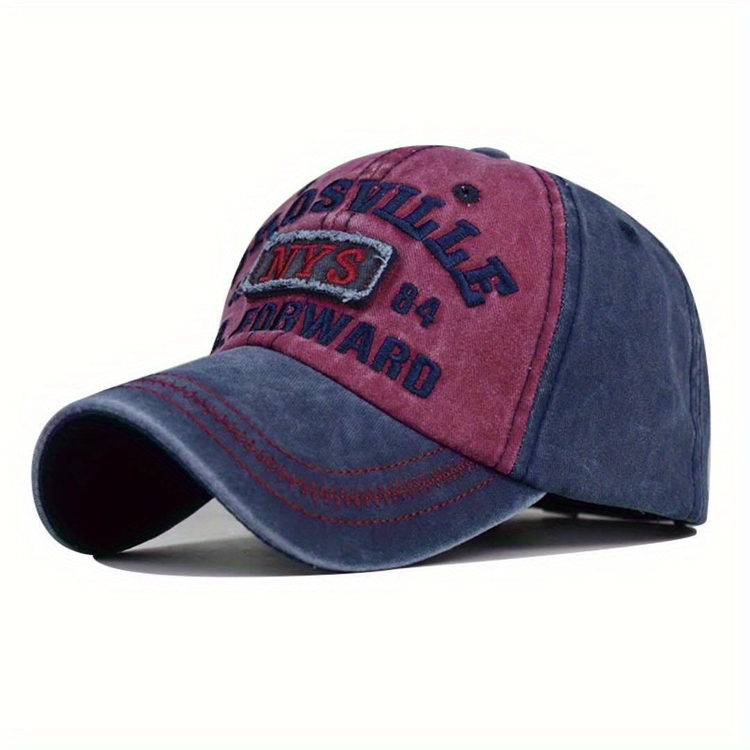 Vintage Style Unisex Baseball Cap, 100% Cotton Embroidered NYS Letter Design, Adjustable Dad Hat for Sports and Sun Protection, Hand Washable