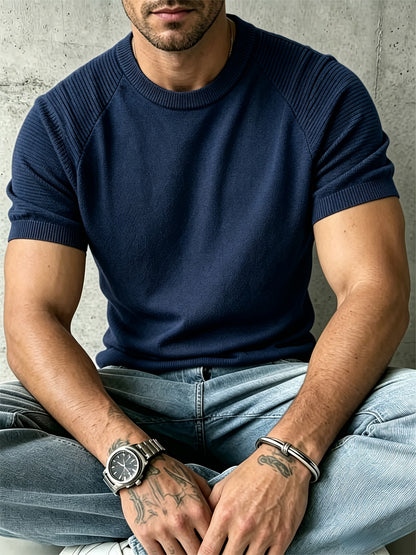Men's Casual Lightweight Knit Short Sleeve Crew Neck Sweater