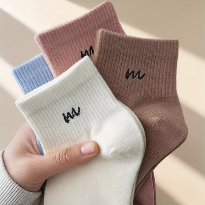 5 Pairs Women's Printed Short Socks in Mixed Colors