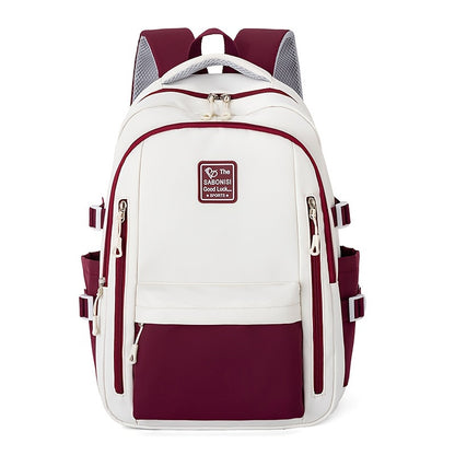 Visually Appealing Two-Tone Travel Backpack - Durable, Nylon, Lightweight with Adjustable Straps, Large Capacity School Bag for Students (No Charm), Casual Daypack Organized Storage Bag, Backpack for School