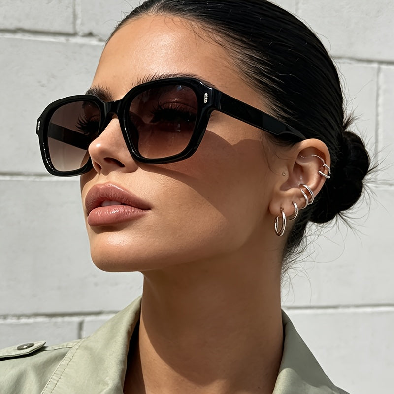 Small Square Frame Black Glasses for Men & Women, UV400 Protection