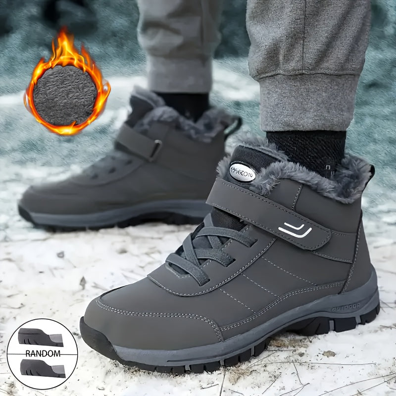 's & 's Winter Warm Ankle Boots with Lace-Up & Buckle Closure, Traction Tread Sole, Round Toe -like Upper - All-Terrain Ice/Snow Boots for, Outdoor, Daily Cold Weather (Unisex, Dark Grey/Brown)