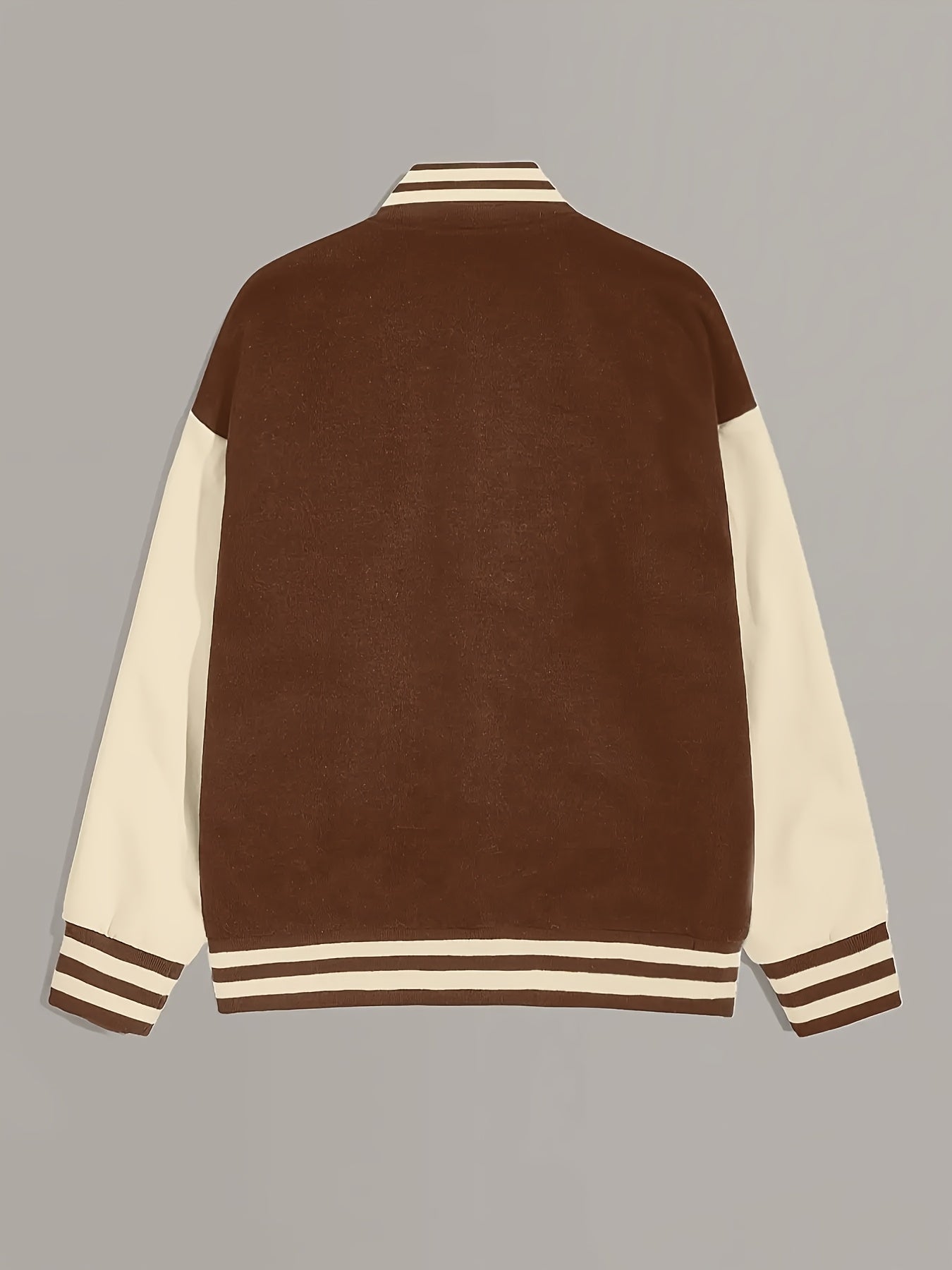 Women'S Casual Long Sleeve Baseball Jacket with "A" Letter Detail - Black & Beige Two-Tone Design, Button-Up Front, Flap Pockets, Fall/Winter Fashion Outerwear, Autumn Winter Apparel | Buttonup Jacket | Functional Pockets