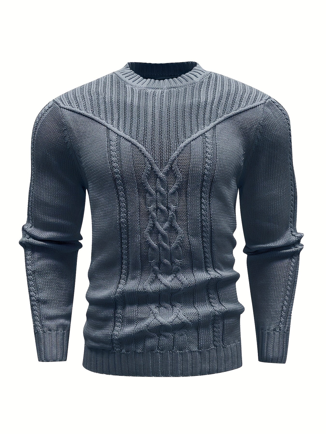 Fashion Knit Round Neck Sweater Pullover - Soft, Breathable, Medium Stretch, Long Sleeve, Casual Top for City Walks, Streets, Outings, Outdoor Activities - Perfect for Autumn and Winter