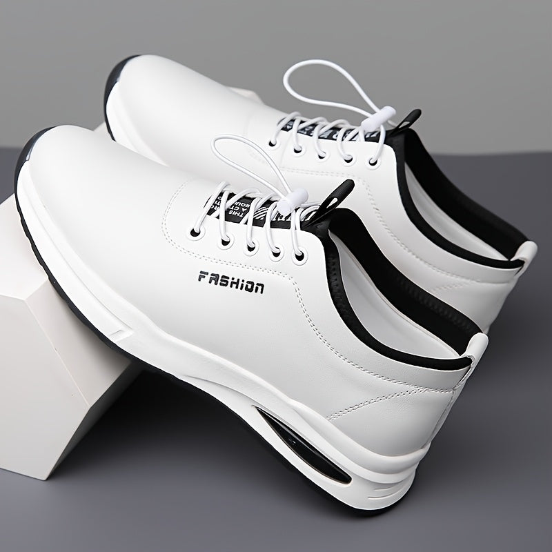 Men's Fashion Sneakers - Lightweight, Breathable Casual Shoes with Soft Rubber Sole, White  Black Design, Comfortable Low-Top Lace-Up Style for Casual Attire