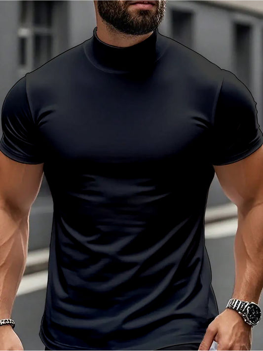 Fashion Trendy INS Minimalist Creative Solid Color Men's Short Sleeve Shirt for Sports, Fitness Running Training Casual - ayq