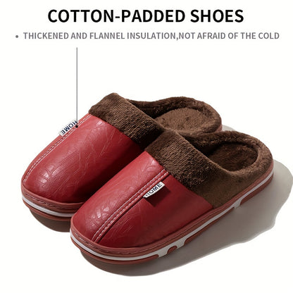 PU Slip-On Indoor Slippers for Men and Women with Thick Sole