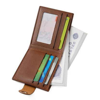 Men's Short Wallet with Magnetic Closure, PU Leather Coin Purse, Fashionable Card Holder with 5 Card Slots, ID Organizer, Suitable for Daily Outings