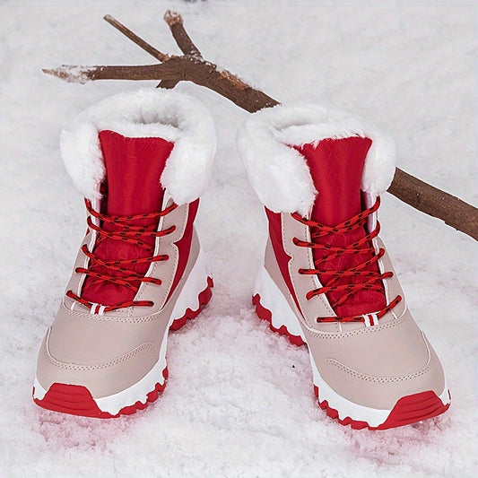 Winter velvet warm Men's and Women's shoes, thick snow boots, outdoor anti slip large size high top shoes