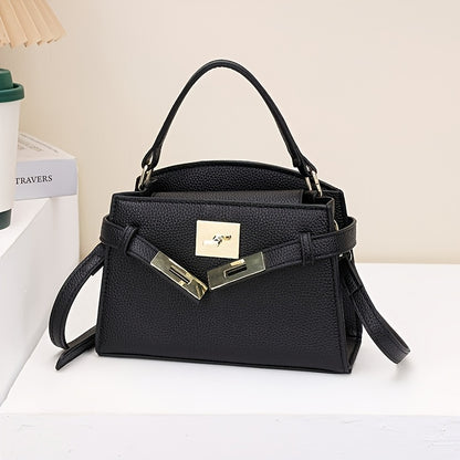 Women’s Solid Color PU Crossbody Bag with Adjustable Strap