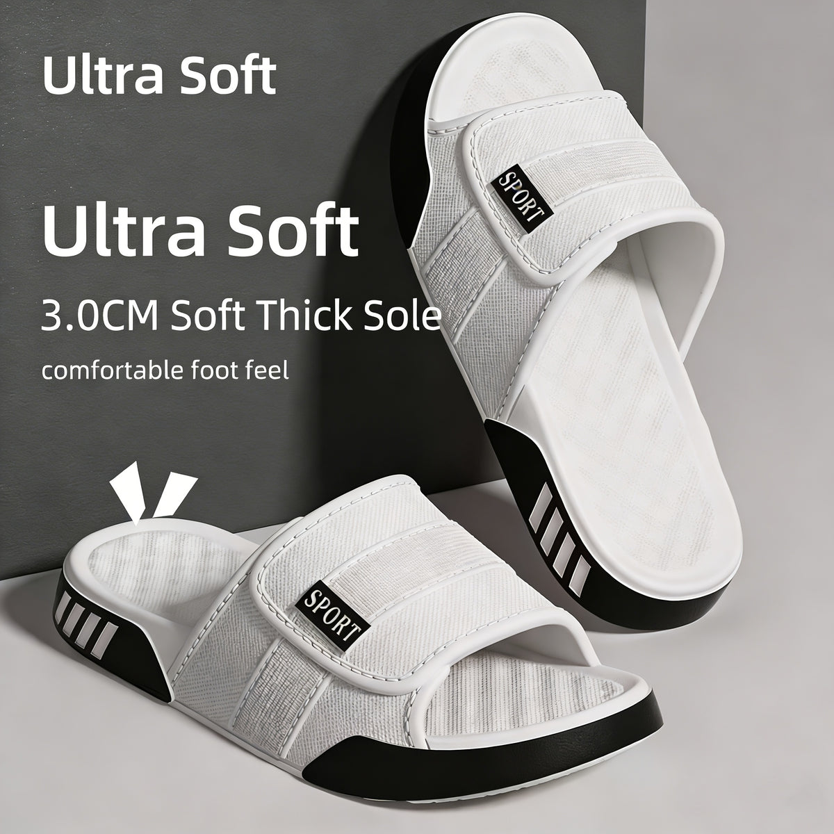 Men's Sporty EVA Cloud Slides with 3cm Non-Slip Sole