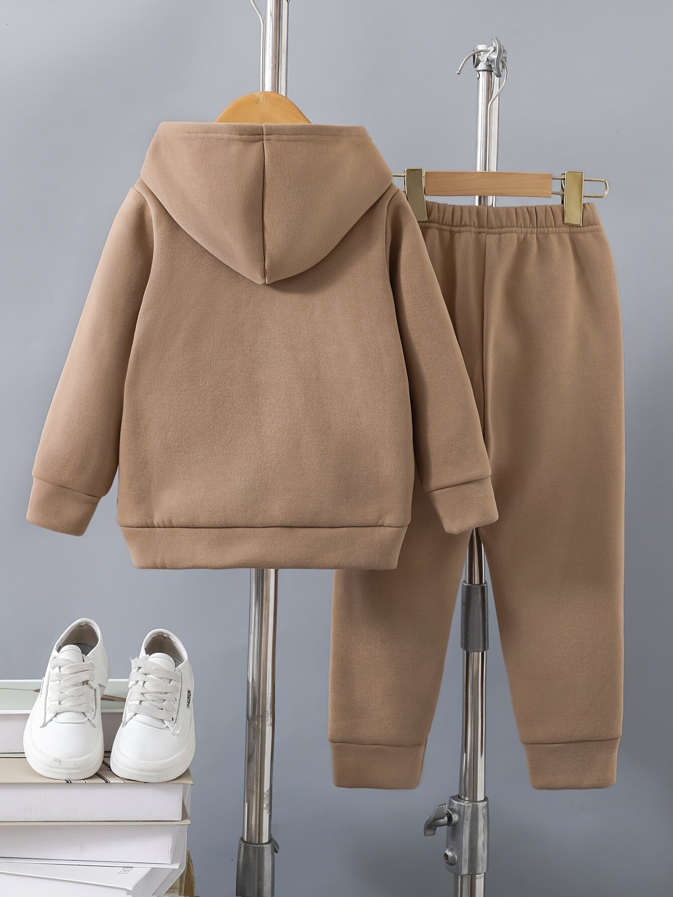 Casual Long Sleeve Hoodie & Joggers Warm Set, LOS ANGELES Letter Embossed Design, 2-piece Boys Co Ord Set For Winter Fall Daily And Outdoor Wear