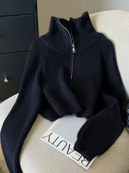 Women's Long Sleeve Half-Zip Pullover Top for Fall Winter