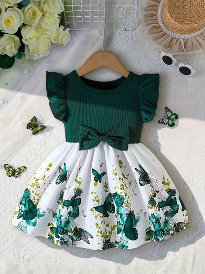 Baby Girls' Spring Summer Puff Sleeve Butterfly Dress