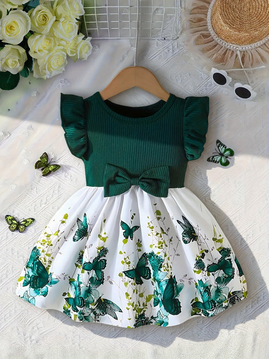 Baby Girls' Spring Summer Puff Sleeve Butterfly Dress