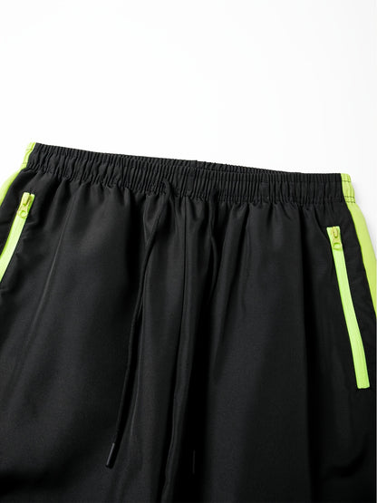 Men's Color Block Sportswear Set with Stand Collar Jacket & Pants