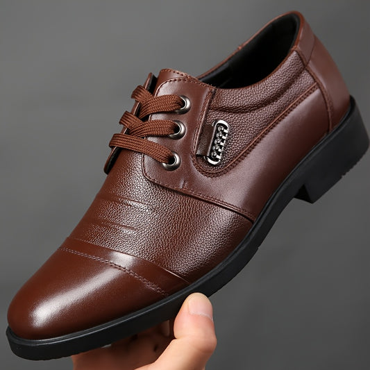 Men's All-Season Genuine Leather Lace-Up Formal Shoes - ayq